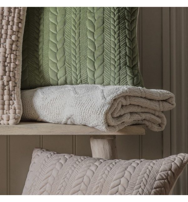 Chenille Knit Cable Throw Cream